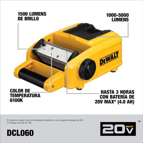  DEWALT 18V/20V MAX LED Work Light, Cordless (DCL060)