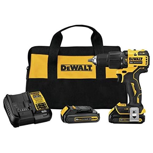  DEWALT DCD709C2 Atomic 20V Max Lithium-Ion Brushless Cordless Compact 1/2 in. Hammer Drill Kit W/ 2 Batteries