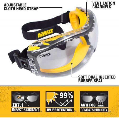  Dewalt DPG82-11C Concealer Clear Anti-Fog Dual Mold Safety Goggle, Clear Lens, 1 Pair