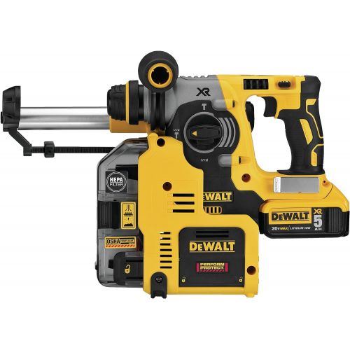  DEWALT 20V MAX XR Rotary Hammer, SDS Plus, L-Shape, On-Board Dust Extractor, 1-Inch (DCH273P2DHO)