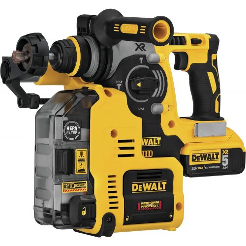  DEWALT 20V MAX XR Rotary Hammer, SDS Plus, L-Shape, On-Board Dust Extractor, 1-Inch (DCH273P2DHO)