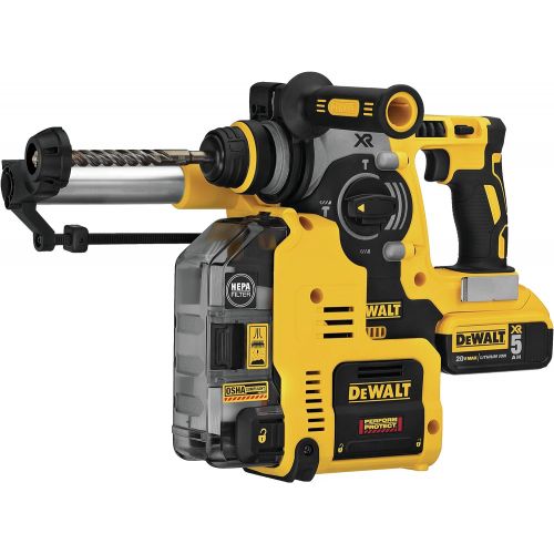  DEWALT 20V MAX XR Rotary Hammer, SDS Plus, L-Shape, On-Board Dust Extractor, 1-Inch (DCH273P2DHO)