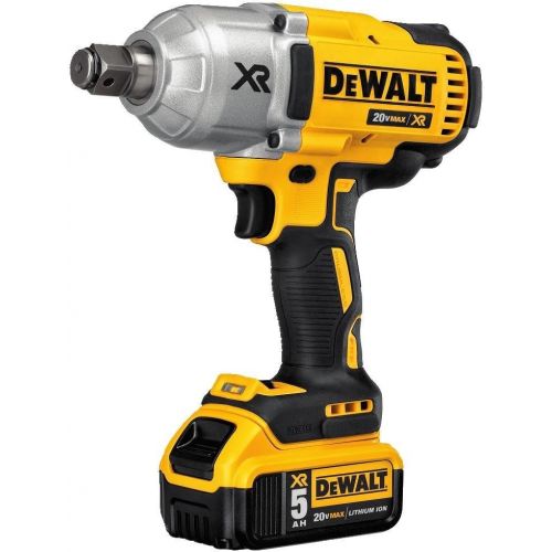  DEWALT 20V MAX XR Cordless Impact Wrench with Hog Ring, 1/2-Inch, 5-Amp Hour (DCF897P2)