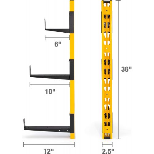  Dewalt 3-Piece Wall Mount Cantilever Rack for Workshop Shelving/Storage, Multi-Depth Storage, Supports a Total of 273 lbs.