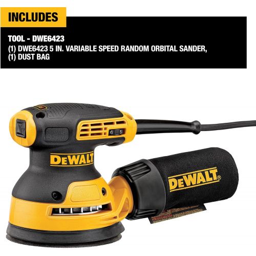  DEWALT Random Orbit Sander, Variable Speed, 5-Inch (DWE6423)