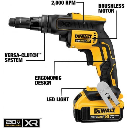  DEWALT 20V MAX XR Screw Gun with Adjustable Torque and Clutch, Brushless (DCF622M2)