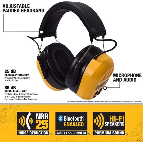  DEWALT Bluetooth Hearing Protector, Black/Yellow, Model:DPG17