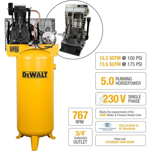  DeWalt DXCMV5076055 60 gallon 5 hp Two Stage Air Compressor