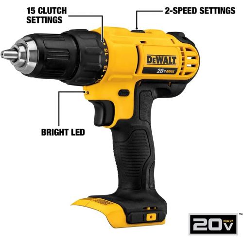  DEWALT 20V MAX Cordless Drill Combo Kit , 4-Tool (DCK445D1M1)