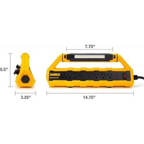  Dewalt 15-Amp GFCI Power Station with Detachable Work Light and Cord Minder Kit, 8 Standard 3-Prong Outlets, 2 USB Ports