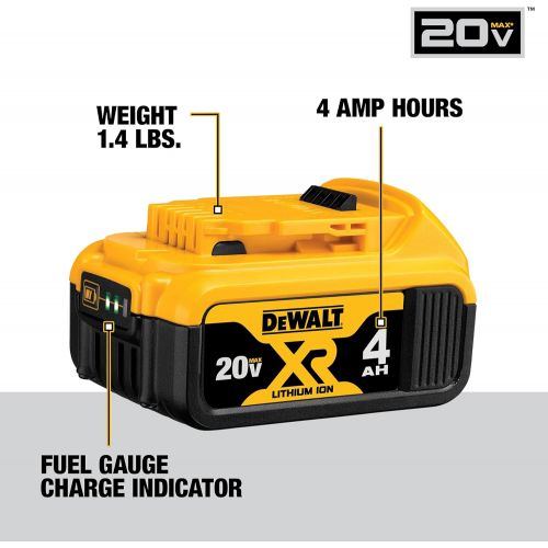  DEWALT 20V MAX Battery, Lithium Ion, 4-Ah & 2-Ah, 4-Pack (DCB3244)