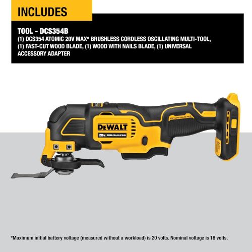  DEWALT ATOMIC 20V MAX Oscillating Tool, Cordless, Oscillating, Tool only (DCS354B)