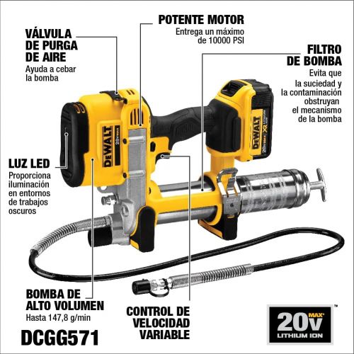  DEWALT 20V MAX Cordless Grease Gun, Tool Only (DCGG571B)