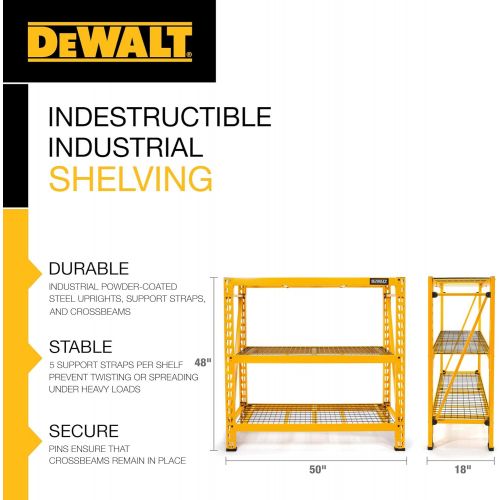  DEWALT 4-Foot Tall, 3 Shelf Steel Wire Deck Industrial Storage Rack, Adjustable for Custom Workshop/Garage Storage Solutions, Total Capacity: 4,500 lbs.