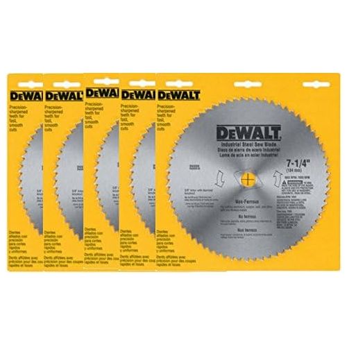  Pack of 5 , Dewalt DW3329 7-1/4 Non Ferrous Circular Saw Blade