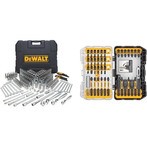  DEWALT Mechanics Tools Kit and Socket Set, 204-Piece (DWMT72165) & Screwdriver Bit Set, Impact Ready, FlexTorq, 40-Piece (DWA2T40IR),Black/Silver IMPACT READY FlexTorq Screw Drivin
