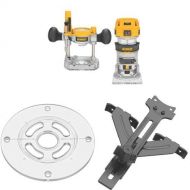 DEWALT DWP611PK 1.25 HP Max Torque Variable Speed Compact Router Combo Kit with LEDs w/ DNP613 Round Sub Base and DNP618 Edge Guide