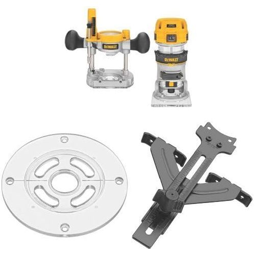  DEWALT DWP611PK 1.25 HP Max Torque Variable Speed Compact Router Combo Kit with LEDs w/ DNP613 Round Sub Base and DNP618 Edge Guide