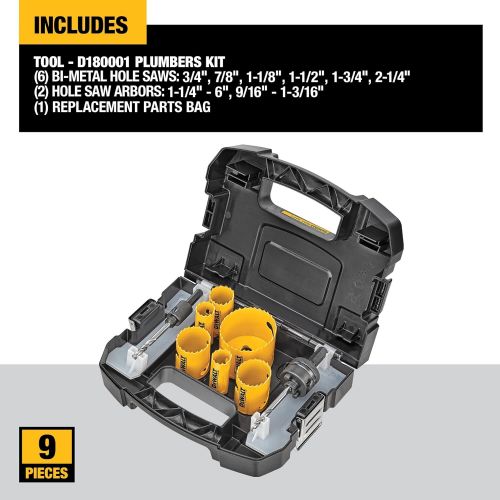  DEWALT D180001 Standard Plumbers Bi-Metal Hole Saw Kit