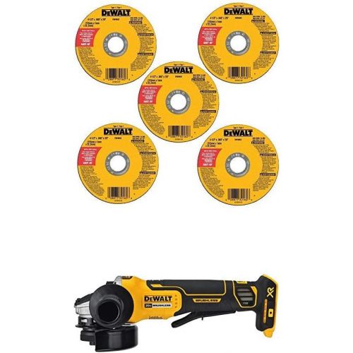  DEWALT DW8062B5 4-1/2-Inch by 0.045-Inch Metal and Stainless Cutting Wheel, 7/8-Inch Arbor, 5-Pack and DEWALT DCG413B 20V MAX Brushless Cut Off Tool/Grinder (Tool Only)