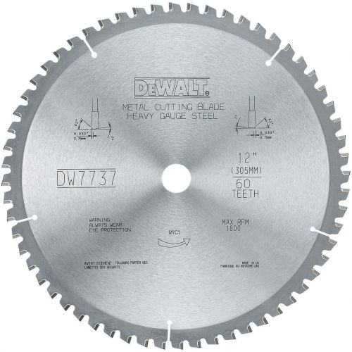  DEWALT DWA7737 60 Teeth Heavy Gauge Ferrous Metal Cutting 1-Inch Arbor, 12-Inch