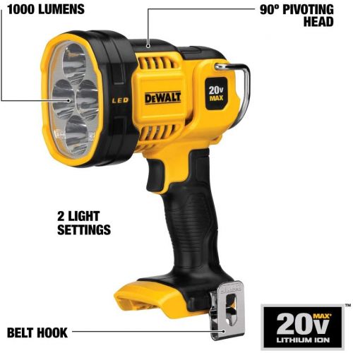  DEWALT (DCL050) 20V MAX LED Work Light, Hand Held, Tool Only & 20V MAX LED Work Light, Pivoting Head (DCL043)