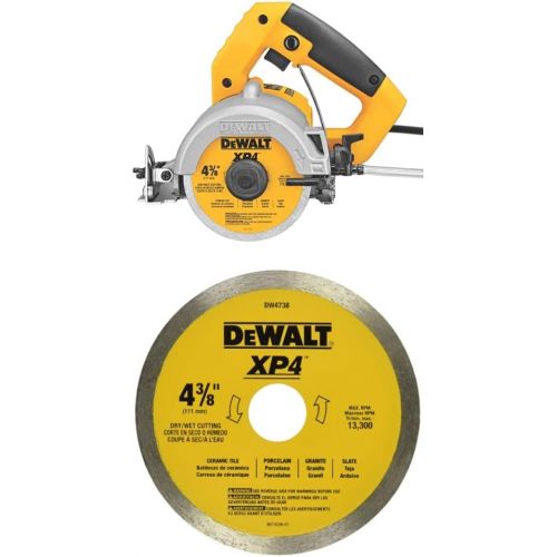  DEWALT DWC860W 4-3/8-Inch Wet/Dry Masonry Saw with DEWALT DW4738 4 3/8-Inch by .060-Inch Wet/Dry XP4 Porclean and Tile Blade