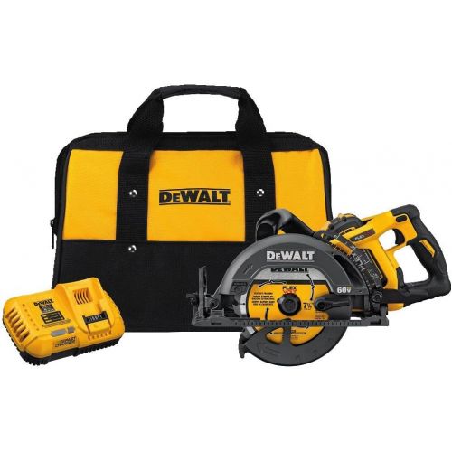  DEWALT FLEXVOLT 60V MAX Circular Saw Kit, 7-1/4-Inch, Worm Style, 9.0Ah Battery (DCS577X1)