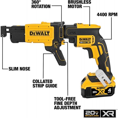  DEWALT Screw Gun Kit with Collated Drywall Attachment (DCF620CM2)