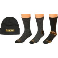 DeWALT 3 Pair Everyday Cotton Blend Work Crew Socks and Fleece Hat Set,10-13