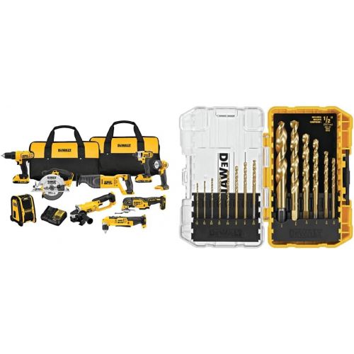  DEWALT 디월트 DCK940D2 20V MAX Lithium Ion 9-Tool Combo Kit with Titanium Speed Tip Drill Bit Set 리튬 이온 9 도구 콤보 키트(티타늄 속도 팁 포함) 드릴 비트 세트