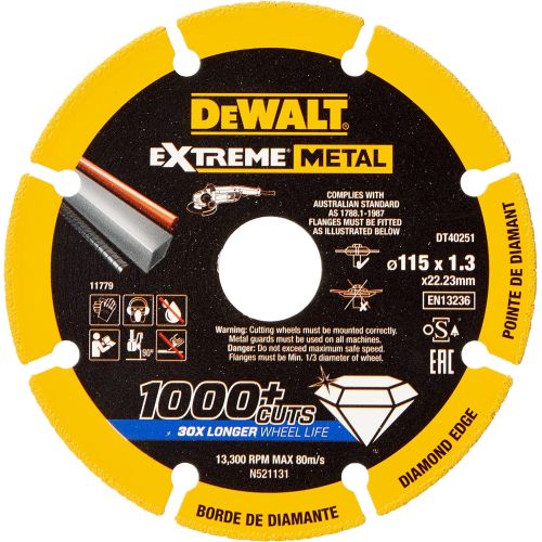  Dewalt DT40251-QZ DT40251 115mm Diamond Metal Cutting Wheel