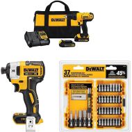 Dewalt DCD771C2 20V MAX Cordless Lithium-Ion 1/2 inch Compact Drill Driver Kit + Speed Impact Driver + Piece Screwdriving Set