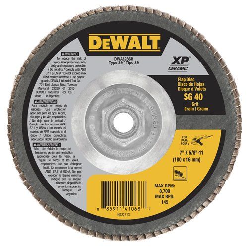  DEWALT DWA8286H 40G T29 XP Ceramic Flap Disc, 7 x 5/8