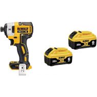 DEWALT 20V MAX XR Impact Driver, Brushless, 3-Speed, 1/4-Inch, Tool Only (DCF887B) & (DCB206-2) 20V MAX Battery, Premium 6.0Ah Double Pack