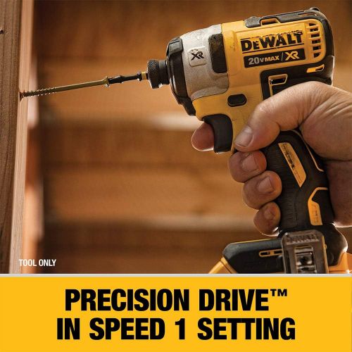  DEWALT 20V MAX XR Impact Driver, Brushless, 3-Speed, 1/4-Inch, Tool Only (DCF887B) & (DCB206-2) 20V MAX Battery, Premium 6.0Ah Double Pack