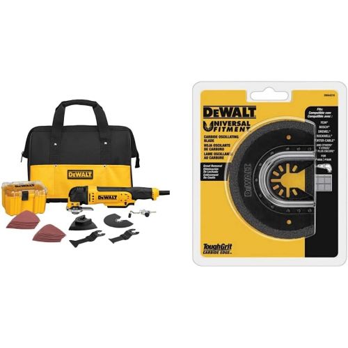  DEWALT Oscillating Tool Kit, Corded, 3-Amp, 29 Pieces (DWE315K) & Oscillating Tool Blade for Grout Removal, Carbide (DWA4219)