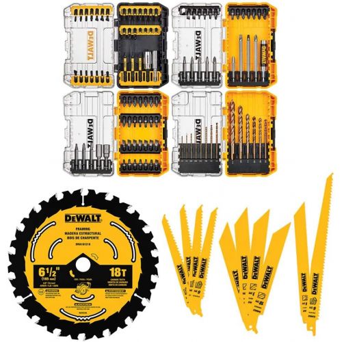  DEWALT Drill Bit Set with Reciprocating Saw Blades & 6 1/2 Circular Saw Blade, 111-piece (DWA123AMQ4)