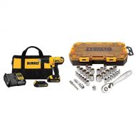 Dewalt DCD771C2 20V MAX Cordless Lithium-Ion 1/2 inch Compact Drill Driver Kit and Drive Socket Set (34 Piece), 1/4 and 3/8