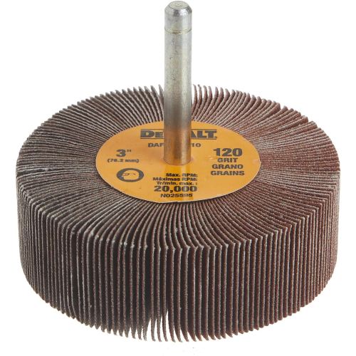  DEWALT Flap Wheel, 3-Inch x 1-Inch x 1/4-Inch HP, 120-Grit (DAFE1H1210)