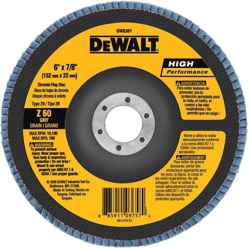  DEWALT DW8381 6-Inch X 7/8-Inch 60G Type 29 Hp Flap Disc