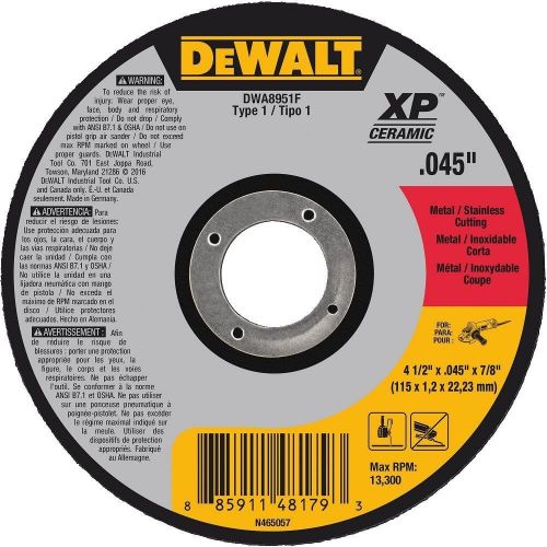  DEWALT DWA8951F T1 XP CER Fast Cut-Off Wheel, 4-1/2 x 0.045 x 7/8