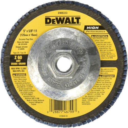  DEWALT DW8333 5-Inchx 5/8-Inch-11 60 Grit Zirconia Angle Grinder Flap Disc