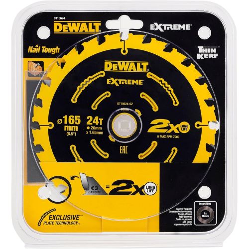  Dewalt DT10624-QZ 6.5/20mm 24T Construction Circular Saw Blade