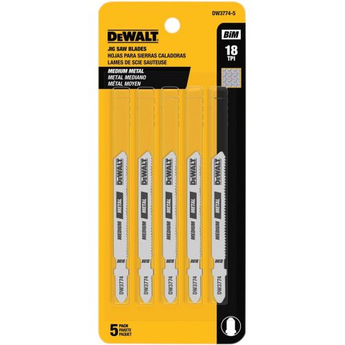  DeWalt DW3774-5 3 18 TPI T-Shank Cobalt Steel Jig Saw Blade, 5 Pack