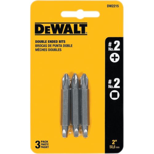  DEWALT DW2215 #2 Phillips and #2 Square Recess Double Ended Screwdriver Bit (3-Pack)