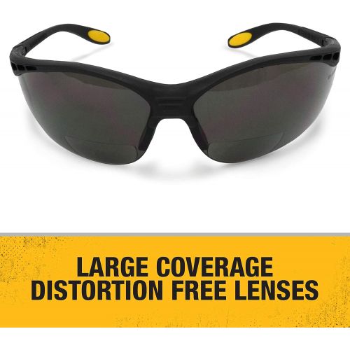  Dewalt DPG59-225C Reinforcer Rx-Bifocal 2.5 Smoke Lens High Performance Protective Safety Glasses with Rubber Temples and Protective Eyeglass Sleeve