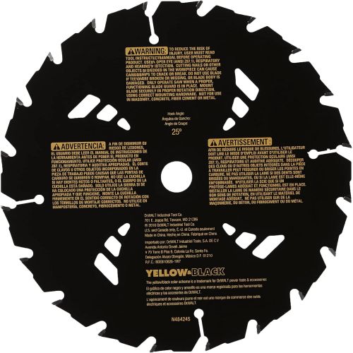  DEWALT 7-1/4 Circular Saw Blade for Pressure Treated and Wet Lumber, ATB, Thin Kerf, 5/8 and Diamond Knockout Arbor, 20-Tooth (DW3174) , Black