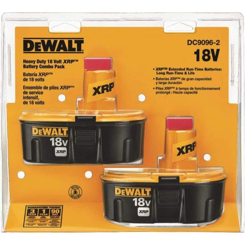  DEWALT DC9096-2 18-Volt xRP NiCd Extended Runtime Pack 2.4 Ah Battery Yellow (Pack of 2)