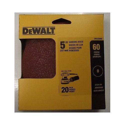  Dewalt DWAS50060 5 60 Grit Sanding Discs No Hole Stick-on 20pk